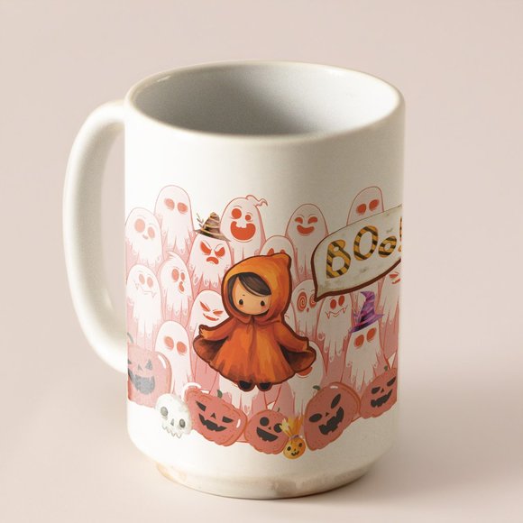 Halloween Boo Coffee Mug. Halloween Coffee Cup. 15oz Ceramic Mug. Cute Boo Mug - Picture 4 of 5
